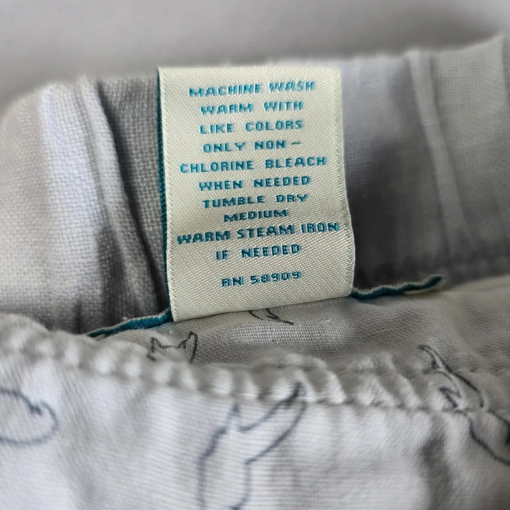 Caribbean Mens 100% Linen Pants 40x32 Light Blue‎ Grey Elastic Waist Drawstring